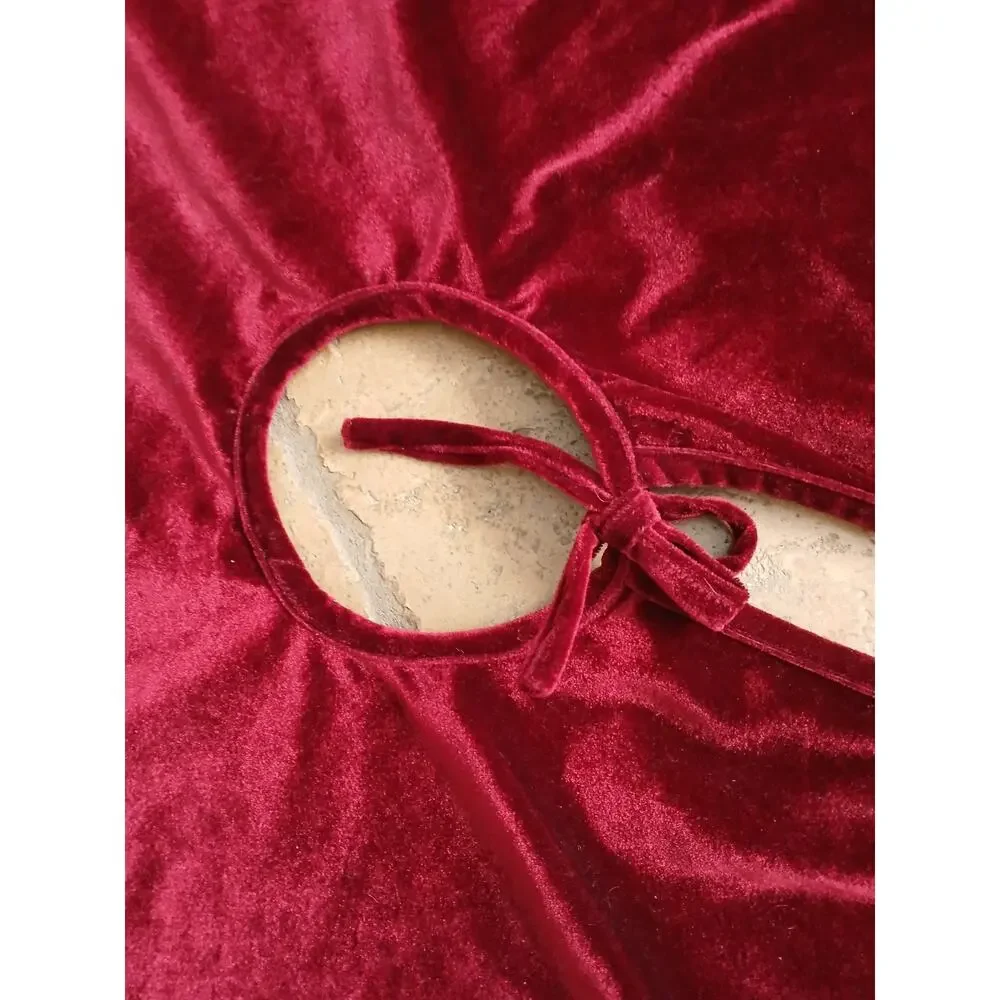 Vintage Velvet Red Christmas Tree Skirt 54
